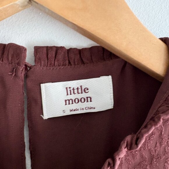 Aritzia Little Moon Campari Ruffle Dress Truffle Maroon Burgundy Size Small - Picture 8 of 10